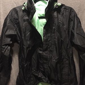 Black wind breaker with hood
